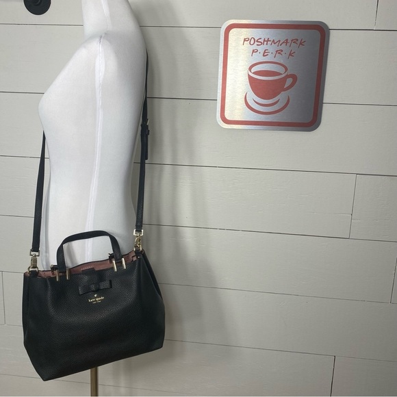 kate spade Handbags - Kate spade gwen pershing street black pebbled leather, pink suede interior